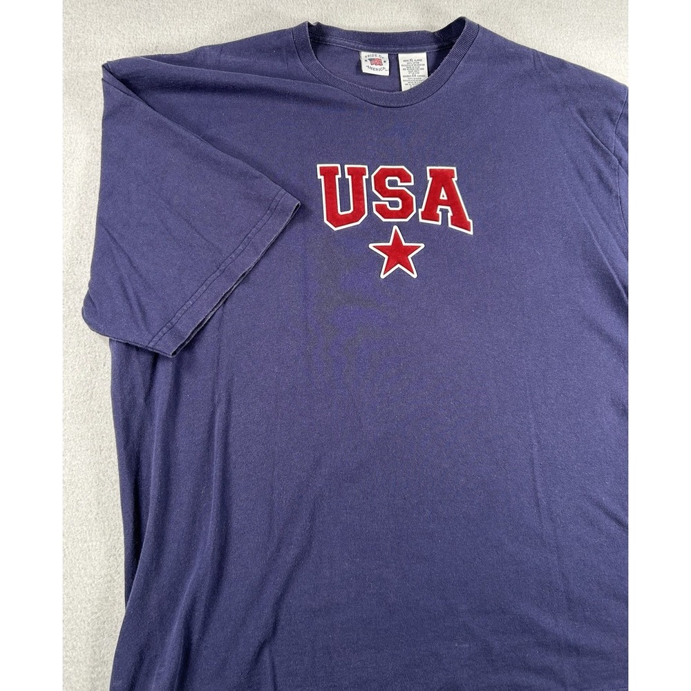 VTG Mens USA Logo Tee Shirt Fourth of July XL Navy Blue